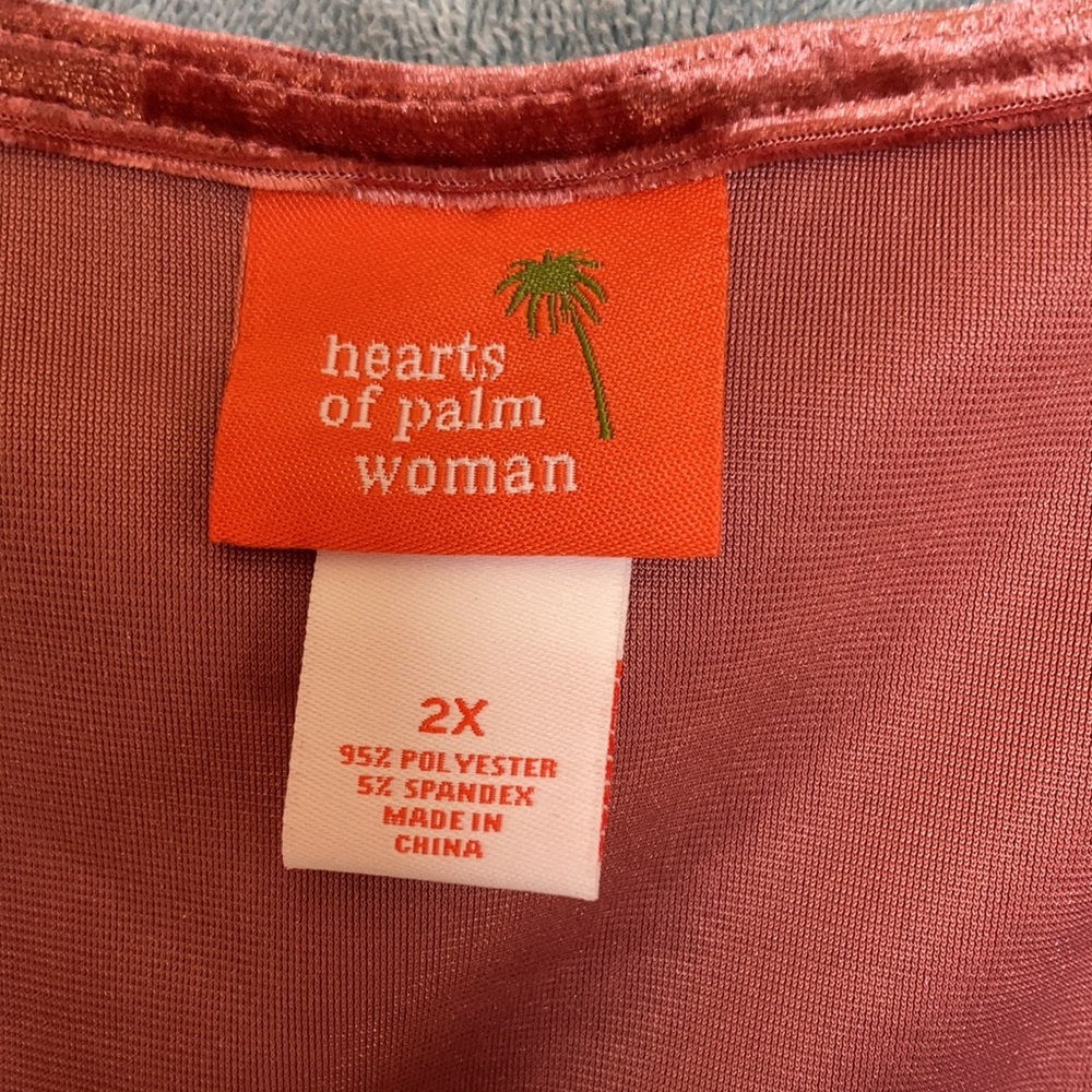Hearts of Palm duller pink velvet like top with stretch 2X - Picture 11 of 17